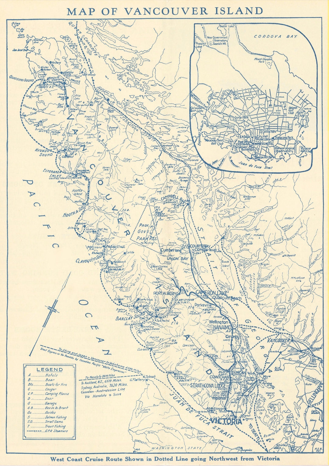 Map of Vancouver Island - CPR Steamship Routes – Maritime Museum of BC
